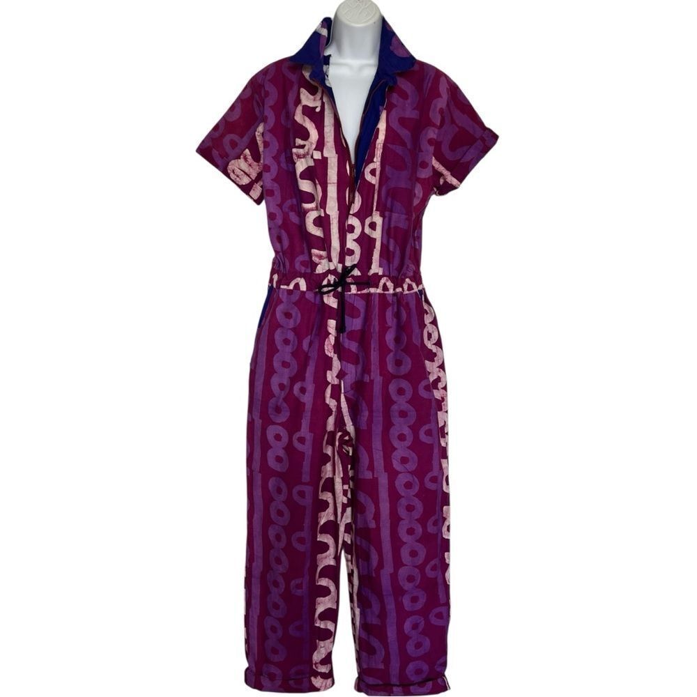 Studio 189 Purple Geometric Print Cotton Jumpsuit Size S
